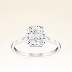 0,08 Karat Efektli Baget Pırlanta Yüzük 