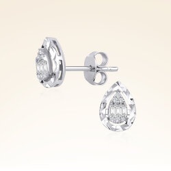 0,14 Karat Efektli Baget Pırlanta Küpe 