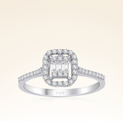  0,25 Karat Kolu Taşlı Baget Pırlanta Yüzük - Pare Pırlanta