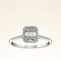 0,26 Karat Kolu Taşlı Baget Pırlanta Yüzük - Pare Pırlanta