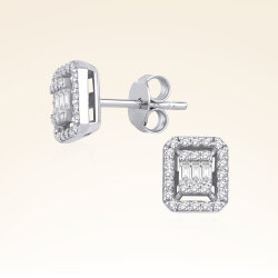 0,30 Karat Baget Pırlanta Küpe 