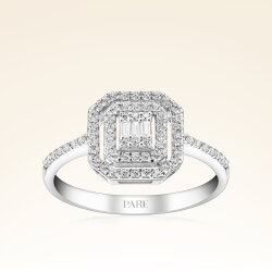 0,31 Karat Kolu Taşlı Baget Pırlanta Yüzük - Pare Pırlanta