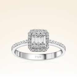 0,42 Karat Kolu Taşlı Baget Pırlanta Yüzük - Pare Pırlanta