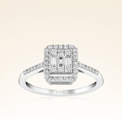 0,43 Karat Kolu Taşlı Baget Pırlanta Yüzük 