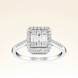 0,55 Karat Kolu Taşlı Baget Pırlanta Yüzük 