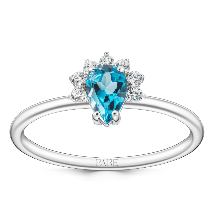 0,55 Karat Swiss Blue Topaz Pırlanta Yüzük - PR01128 - Pare Pırlanta