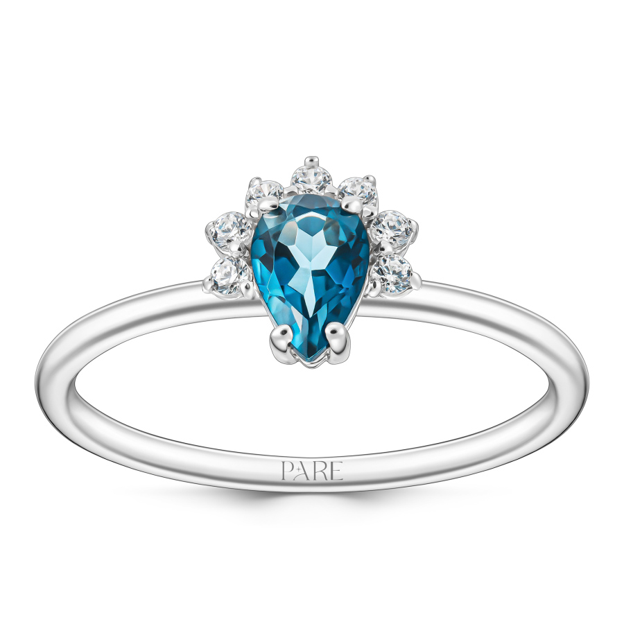 0,60 Karat London Blue Topaz Pırlanta Yüzük - PR01129 - Pare Pırlanta