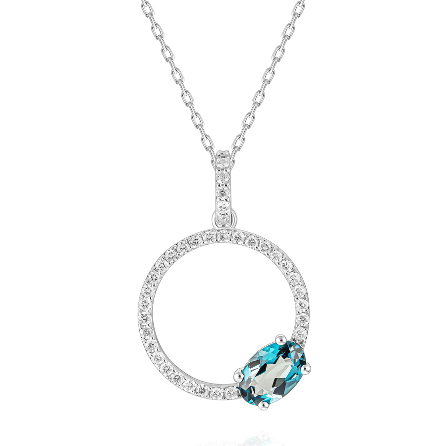 0,70 Karat Pırlanta London Blue Topaz Kolye - PR00367 - Pare Pırlanta