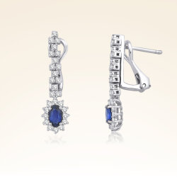 0,97 Karat Pırlantalı Safir Küpe 