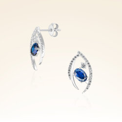 1,50 Karat Pırlanta Safir Küpe 
