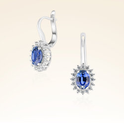 2,45 Karat Pırlanta Safir Küpe 