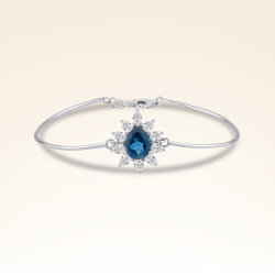 3,87 Karat Damla Pırlantalı London Blue Topaz Bileklik 