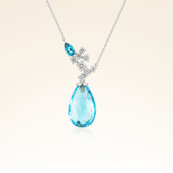 7,70 Karat Pırlanta Swiss Blue Topaz Drop Kolye 