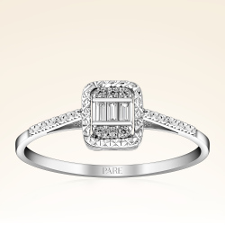 0,07 Karat Efektli Baget Pırlanta Yüzük 