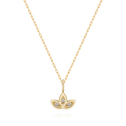 0,01 Karat Pırlanta Lotus Kolye - PR01554 - Pare Pırlanta