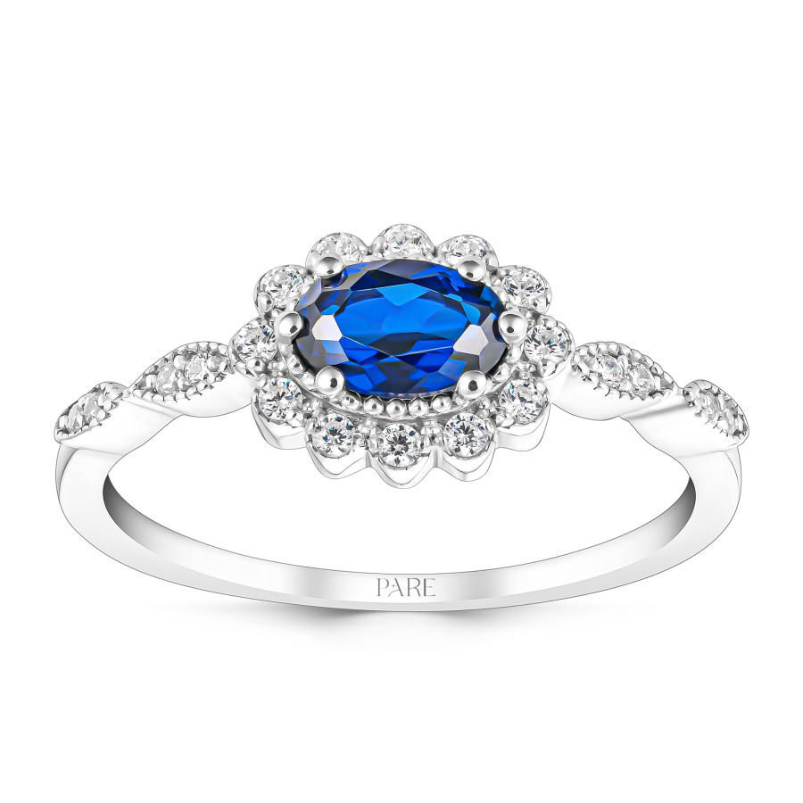 0,70 Karat Pırlantalı Oval Safir Yüzük - PR01391 - Pare Pırlanta