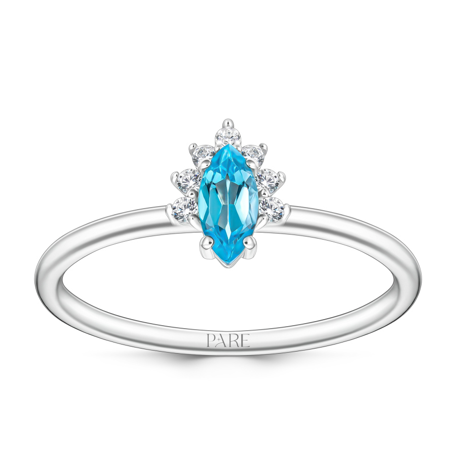 0,37 Karat Pırlantalı Swist Blue Topaz Yüzük - PR01206-8 - Pare Pırlanta