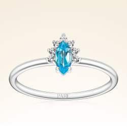 0,37 Karat Pırlantalı Swist Blue Topaz Yüzük - Pare Pırlanta